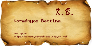 Kormányos Bettina névjegykártya