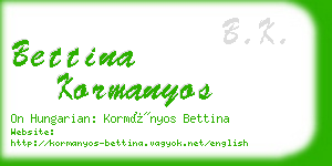 bettina kormanyos business card